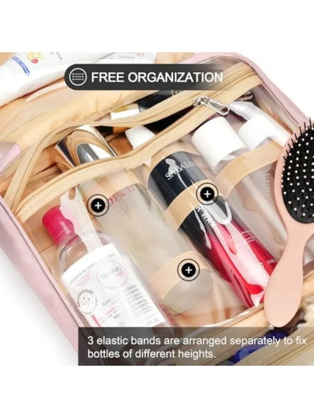 Medium Waterproof Travel Toiletry Bag with Jewelry Organizer & Trolley Belt